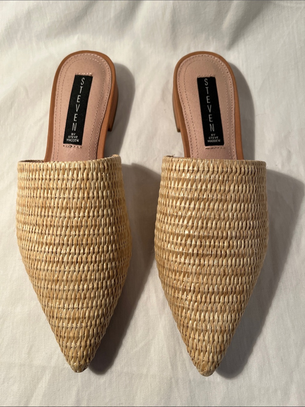 Steven By Steve Madden Natural Woven Pointed Mules